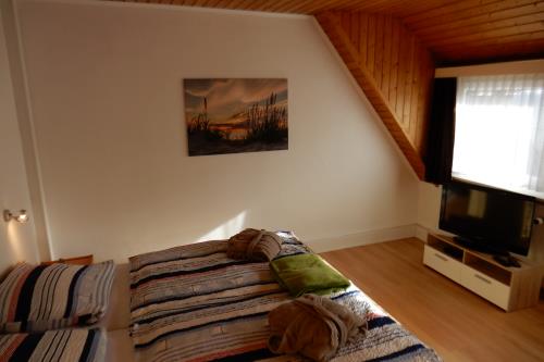 Langeoog Ferienwohnung Im Hasenwinkel - Sandbank Schlafzimmer mit 2.TV
