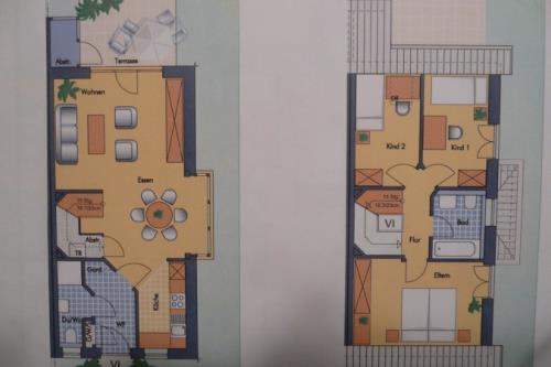 Langeoog Ferienhaus Residenz Inseltraum (Doppelhaushälfte) - Raumaufteilung EG und OG
