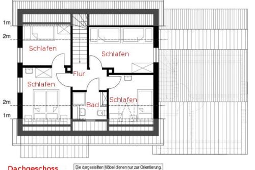Langeoog Ferienwohnung Haus Anne-Gret - Grundriss 1. OG.